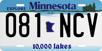 MN license plate 081NCV