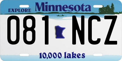MN license plate 081NCZ