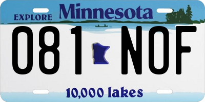MN license plate 081NOF