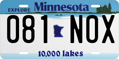 MN license plate 081NOX