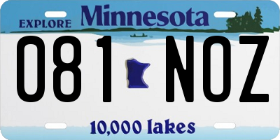 MN license plate 081NOZ