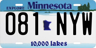 MN license plate 081NYW