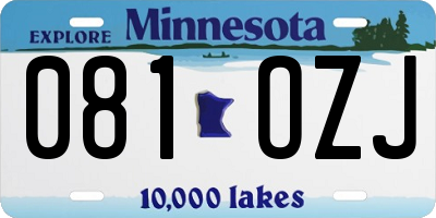 MN license plate 081OZJ