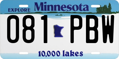 MN license plate 081PBW