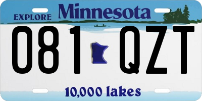 MN license plate 081QZT