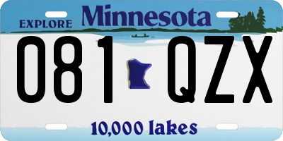 MN license plate 081QZX