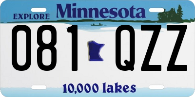 MN license plate 081QZZ