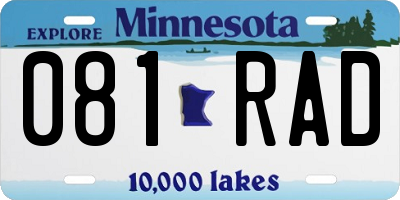 MN license plate 081RAD