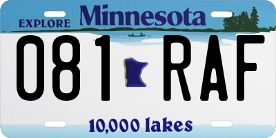 MN license plate 081RAF