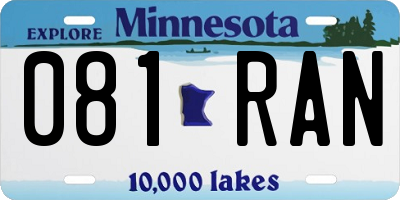 MN license plate 081RAN