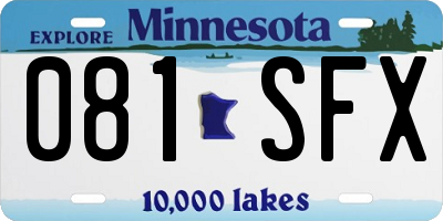 MN license plate 081SFX