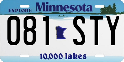 MN license plate 081STY