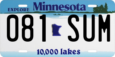 MN license plate 081SUM