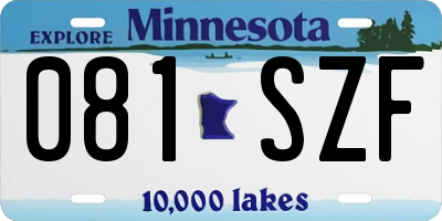 MN license plate 081SZF
