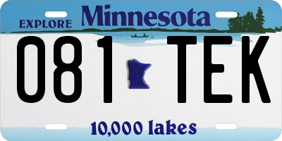 MN license plate 081TEK