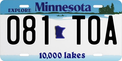 MN license plate 081TOA