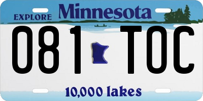 MN license plate 081TOC