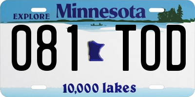 MN license plate 081TOD