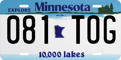 MN license plate 081TOG