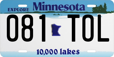 MN license plate 081TOL