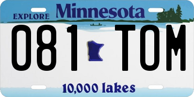 MN license plate 081TOM