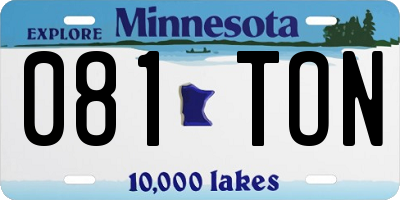 MN license plate 081TON