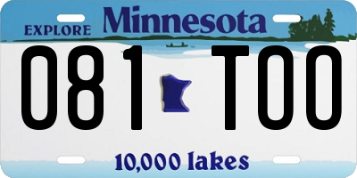 MN license plate 081TOO