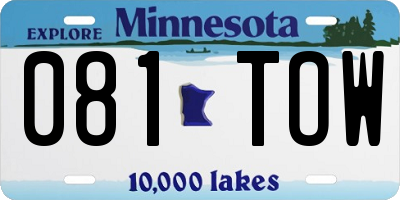 MN license plate 081TOW