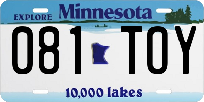 MN license plate 081TOY