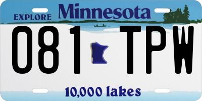 MN license plate 081TPW