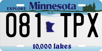MN license plate 081TPX
