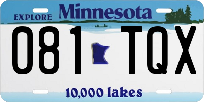 MN license plate 081TQX
