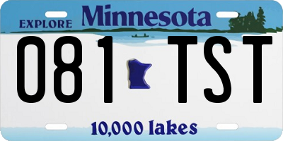 MN license plate 081TST