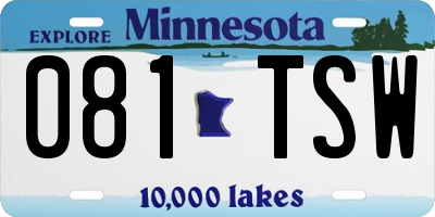 MN license plate 081TSW