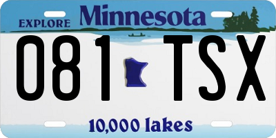 MN license plate 081TSX