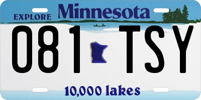 MN license plate 081TSY