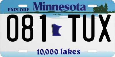 MN license plate 081TUX