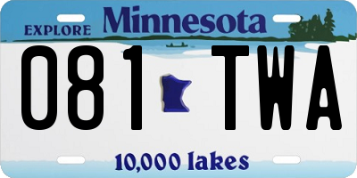 MN license plate 081TWA