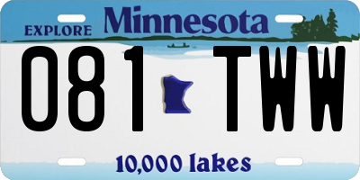 MN license plate 081TWW