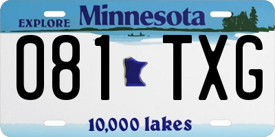MN license plate 081TXG