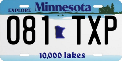 MN license plate 081TXP