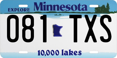 MN license plate 081TXS