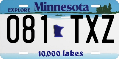 MN license plate 081TXZ