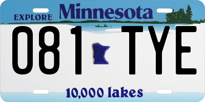 MN license plate 081TYE