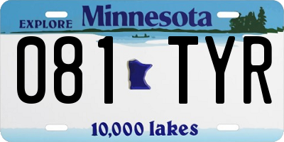 MN license plate 081TYR