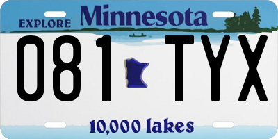 MN license plate 081TYX