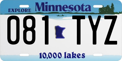 MN license plate 081TYZ