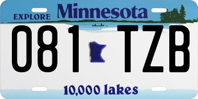 MN license plate 081TZB