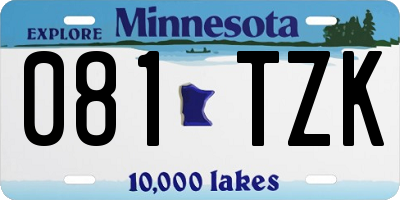 MN license plate 081TZK