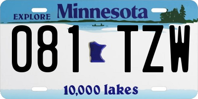 MN license plate 081TZW